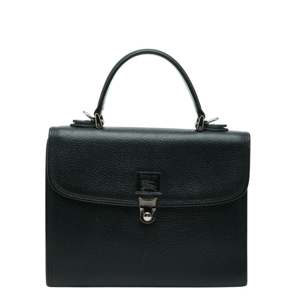Burberry Nova Check Shadow Black Horse Handbag Black Leather